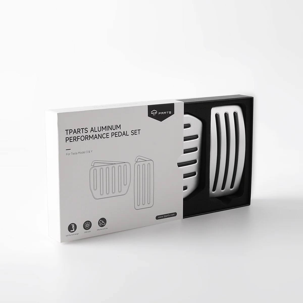 Self-flip Lock Aluminum Performance Foot Pedal Set for Tesla Model 3/Y - Image 3