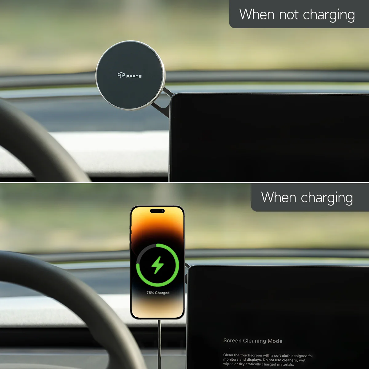 Foldable Magnetic Wireless Charging (Qi & MagSafe) Cell Phone Holder for Tesla - Image 7