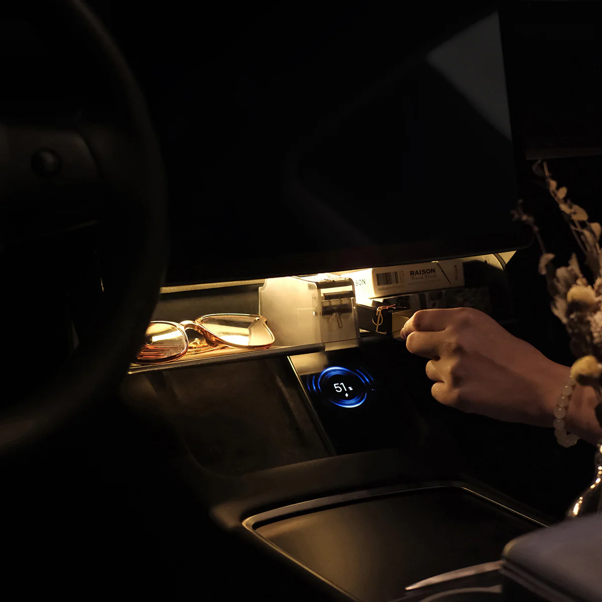 Hidden Magnetic Under Screen Storage Box for Tesla Model 3/Y - Image 8