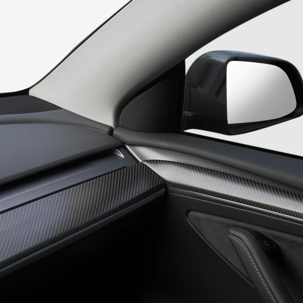 Carbon Fiber Dashboard Cover Wrap & Inner Front Door Trim for Model 3/Y - Image 6