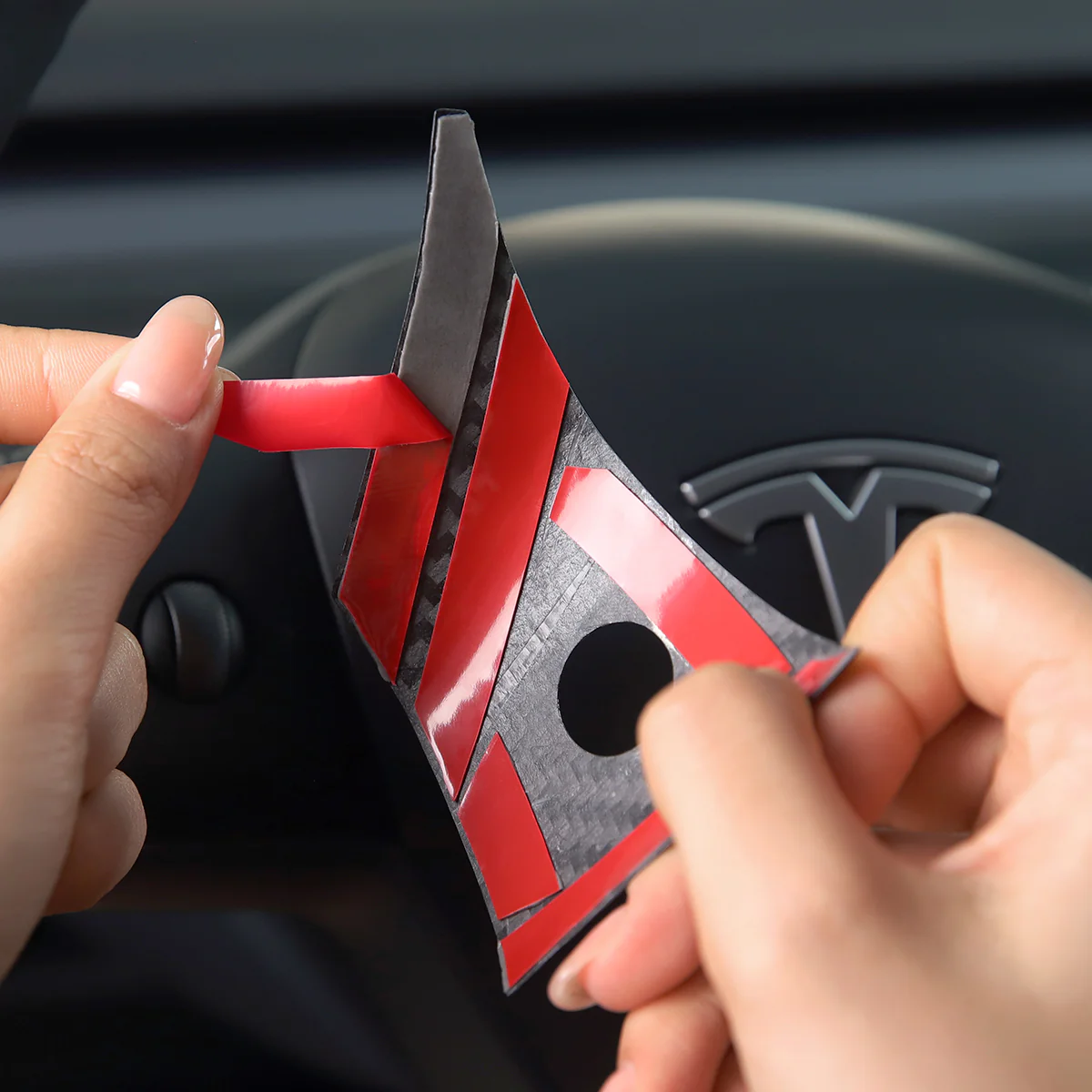 Real Carbon Fiber Steering Wheel Cover for Model 3/Y - Image 9