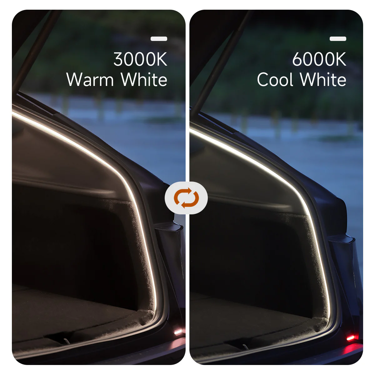 Dual-Mode Trunk LED Strip for Model Y 2020-2026 – Warm & Cool White (3000K & 6000K) - Image 5