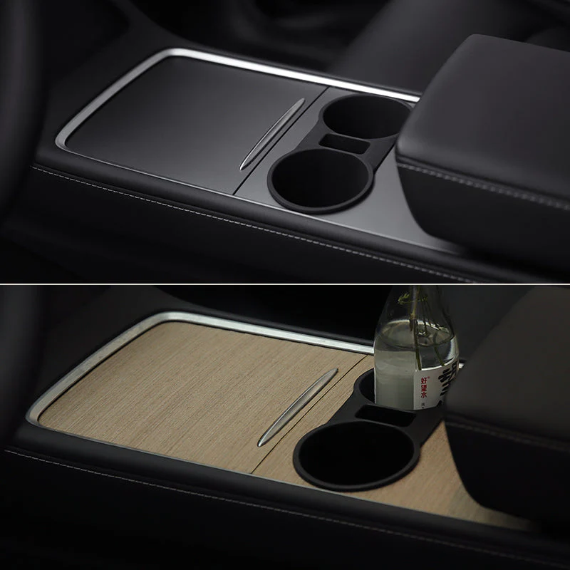 TPARTS Wood Console Cover for Tesla Model Y(2021-2024) & Model 3(2021-2023) - Image 3