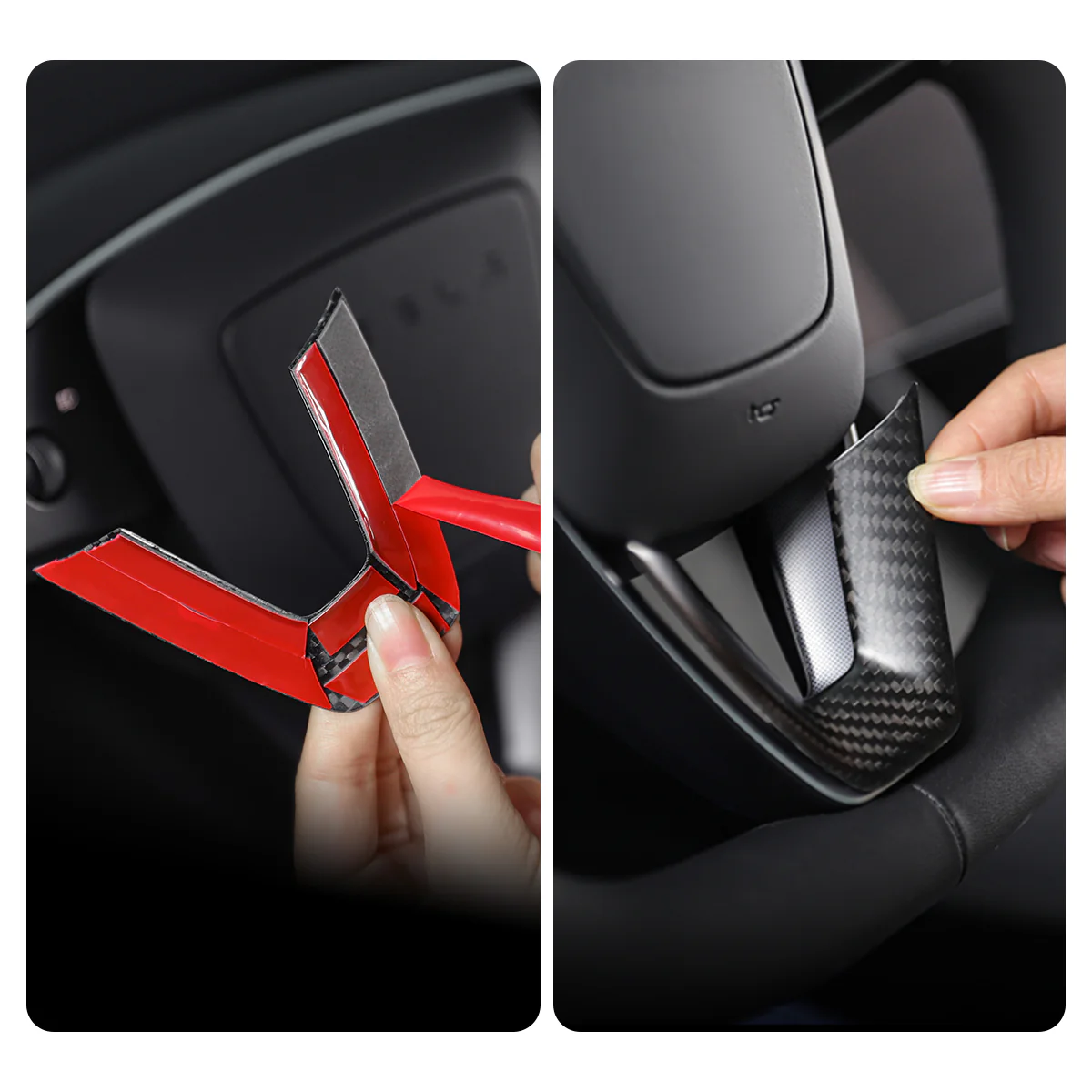 TPARTS Real Carbon Fiber Steering Wheel Cover for Model 3 Premium 2024-2026/Model Y Premium 2025-2026 - Image 6