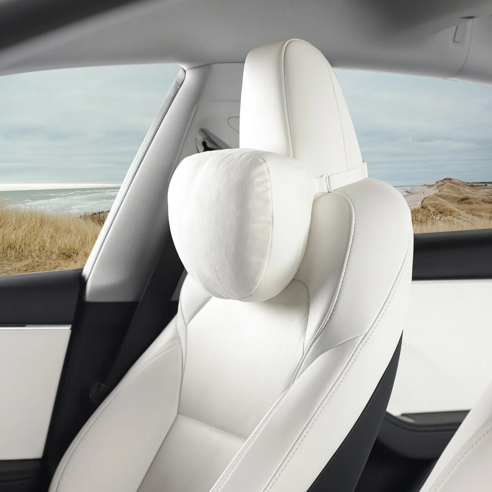 TPARTS Soft Faux Suede Headrest Neck Pillow For Tesla (Filled With Dupont™ Sorona® Sustainable Bio Fiber) - Image 11