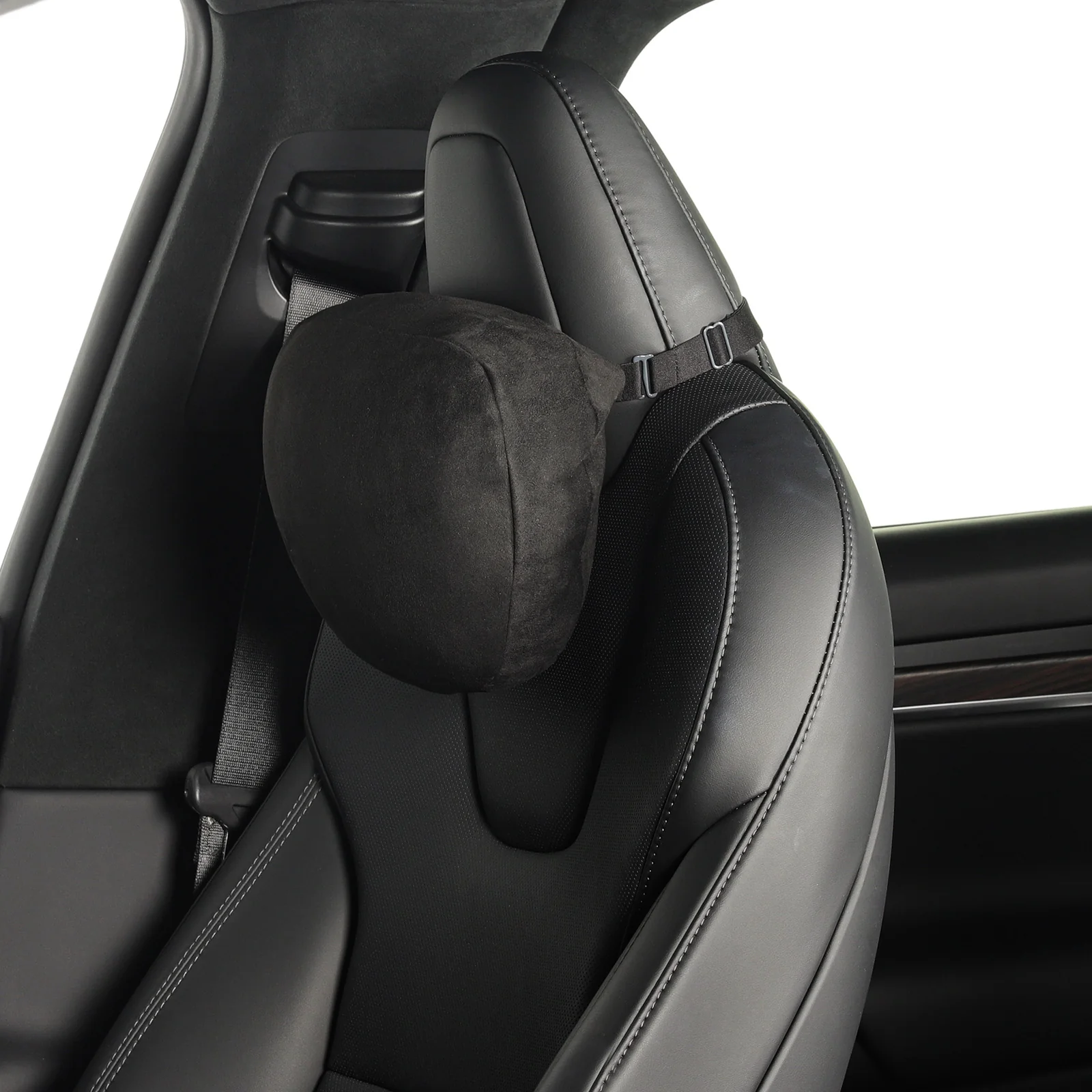 TPARTS Soft Faux Suede Headrest Neck Pillow For Tesla (Filled With Dupont™ Sorona® Sustainable Bio Fiber) - Image 3