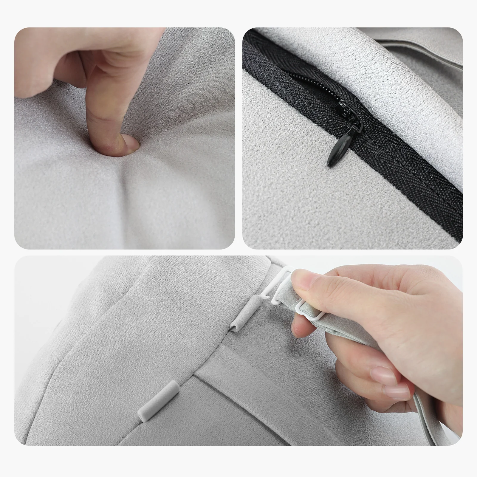 TPARTS Soft Faux Suede Headrest Neck Pillow For Tesla (Filled With Dupont™ Sorona® Sustainable Bio Fiber) - Image 5