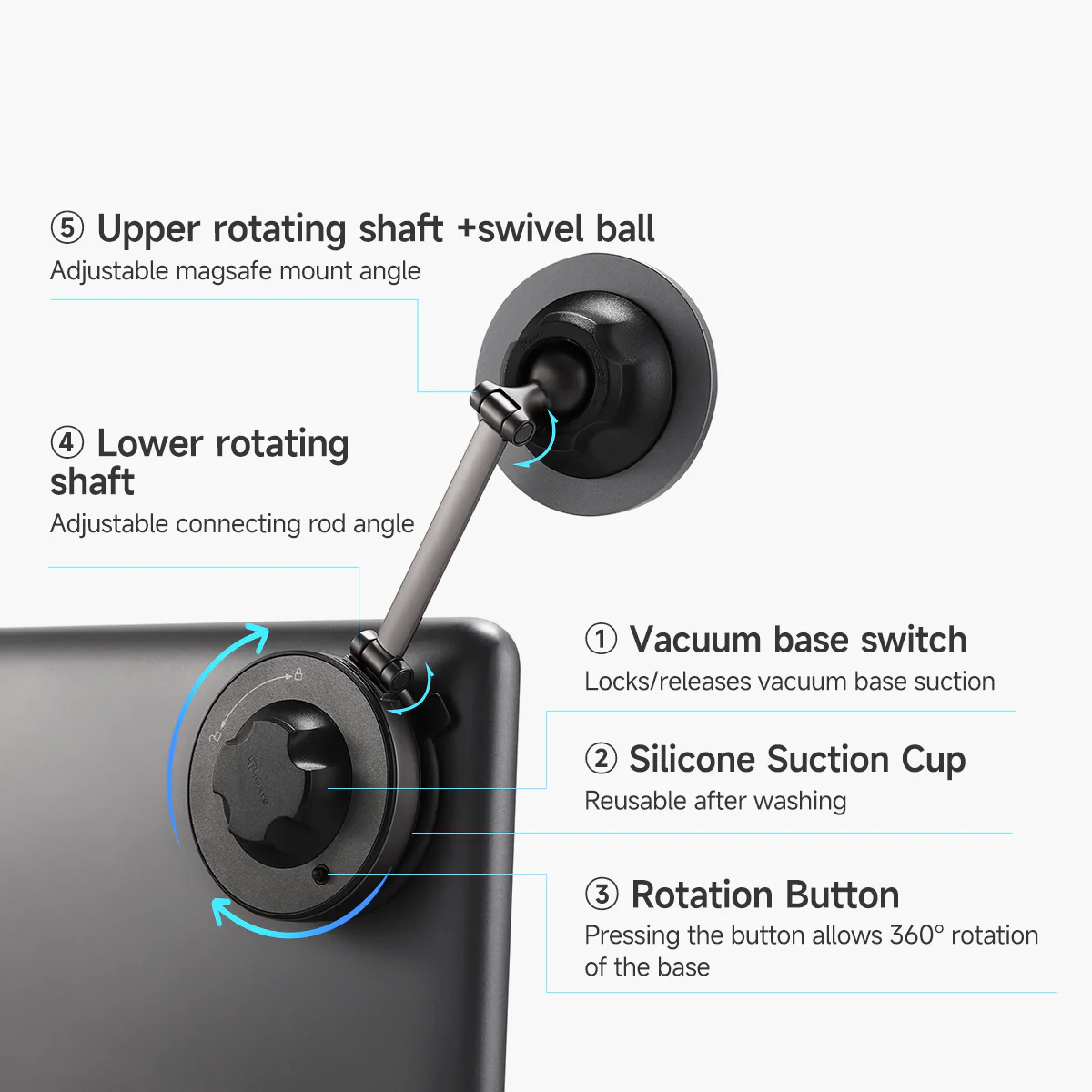 Vacuum Suction Phone Holder for Tesla - Image 3